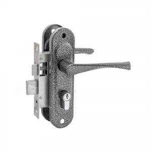 Замок врезной цилиндровый с защёлкой в комплекте с ручкой ЗВ4-50.01 (серебро), 5 кл.